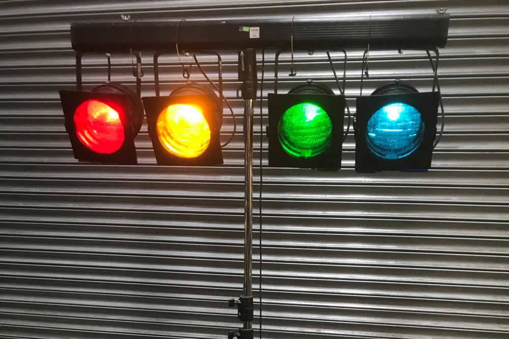 Par 56 x 4 on Dimmer Bar with Manfrotto Stand