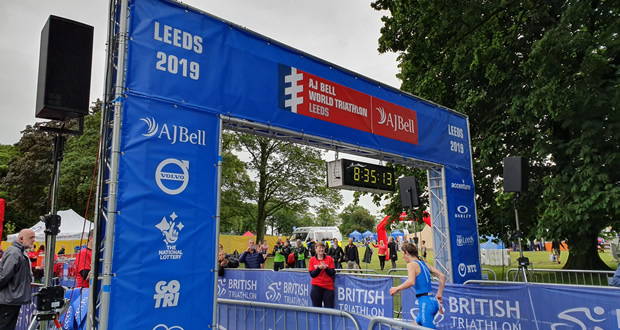 Finsh line of Leeds World Triathlon at Roundhay Park, Leeds, West Yorkshire